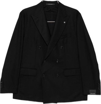 Tagliatore Black Double-Breasted Suit With Peak Lapels
