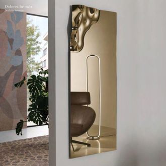 Capodarte Specchio rettangolare con angolo in vetro fuso 68x170 cm DOLORES finitura bronzo