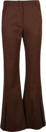 Patrizia Pepe Wijde broek - Dames - Wijde Broeken - Bruin - M - Polyester - Broeken