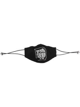 Opening Ceremony warped logo lanyard face mask - unisex - Cotton/Polypropylene - One Size - Black