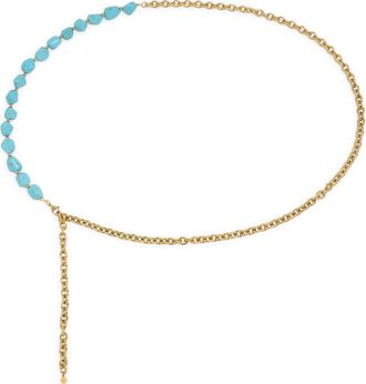 Petit Moments Turqouise Beaded Chain Belt in Waterproof/Gold at Nordstrom