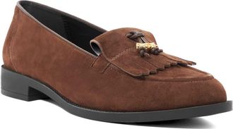 Dune London Womens Ladies Globetrot - Branded Charm Detail Tassel Loafers - Brown Leather - Size UK 6