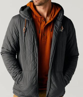 Banded Mountainside Full Zip Quilted Jacket In Grey