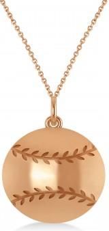 Allurez Baseball Charm Mens Pendant Necklace 14K Rose Gold