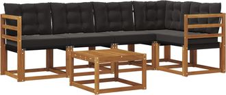vidaXL Conjunto De Sof&aacute;s De Exterior 6 Uds. Natural Y Negro Vidaxl