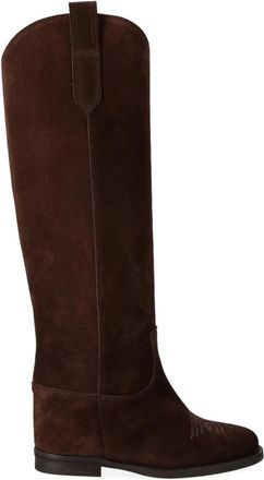 Via Roma 15 Velour Psike - Dames - Cowboylaarzen - Bruin - 35 EU - Leer - Schoenen