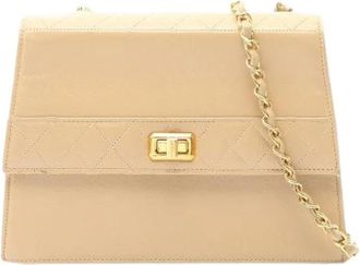 Chanel Pre-owned Matelasse Lamsleer Schoudertas - Dames - Vintage Schoudertas - Beige - ONE Size - Leer - Vintage