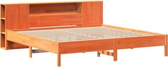 vidaXL Bookcase Bed without Mattress Wax Brown 200x200 cm Solid Wood Pine Vidaxl