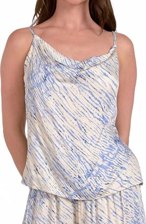 Elan Sleeveless Cowlneck Tank In Blue Sahara