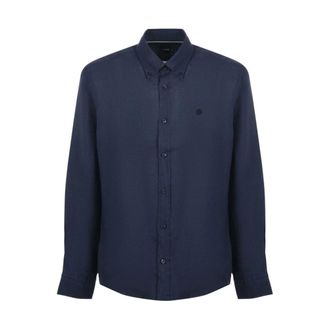 HUGO BOSS Heren, Overhemden, Blauw, Maat: 2XL Linnen
