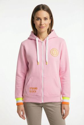 Zwillingsherz Kapuzensweatjacke ZWILLINGSHERZ, Damen, Gr. L/XL (L/XL), pink, Sweatware, Obermaterial: 50% Baumwolle, 50% Polyester, comfort fit h&uuml;ftbedeckend, V-Aus