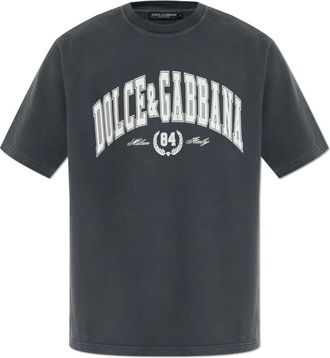 Dolce & Gabbana T-Shirts, male, Gray, Size: XL T-shirt with printed logo