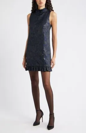 Chelsea28 Bow Back Floral Brocade Minidress in Navy Multi Brocade at Nordstrom Rack, Size X-Small
