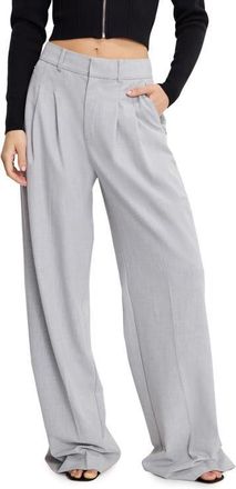Good American Essential Wide Leg Suiting Pants in Crosshatch Grey at Nordstrom, Size 16