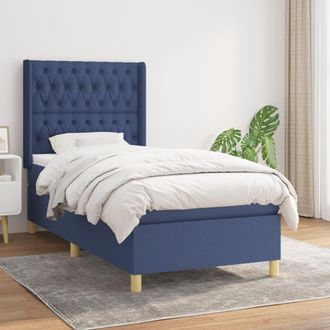 vidaXL Vidaxl - Cama Box Spring Con Colch&oacute;n Tela Azul 90x200 Cm