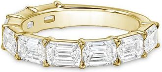 Diana M. Jewels 14kt yellow gold lab grown emerald cut diamond east west half eternity band