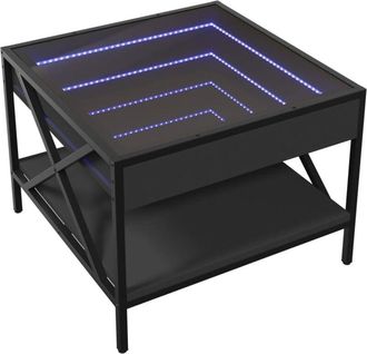 vidaXL Coffee Table with Infinity led Black 50x50x38 cm Vidaxl