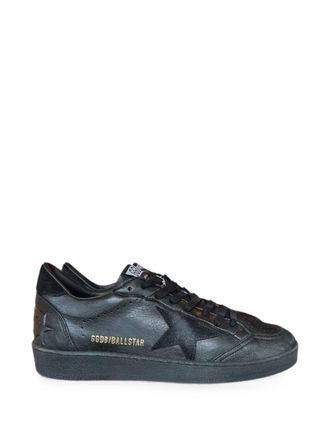 Golden Goose Black Star Gold Accent Silk Nylon Low-Top Sneakers
