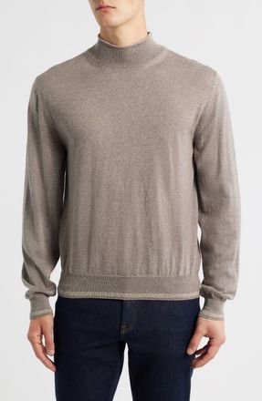Canali Mock Neck Wool & Silk Blend Sweater in Beige at Nordstrom, Size 44 Us