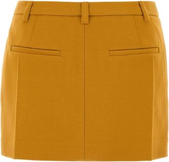 Miu Miu Womens Mini Skirt Yellow Viscose Nylon Elastane