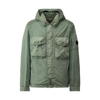 C.P. Company Light Jackets, male, Green, Size: XL Flatt Nylon Overshirt