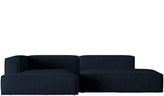 MICADONI Modulares 4-Sitzer Design Ecksofa Nuria mit Ottomane rechts - Samtbezug