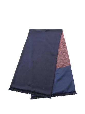 Hermès 2010s patterned reversible scarf - women - Silk/Alpaca - One Size - Blue