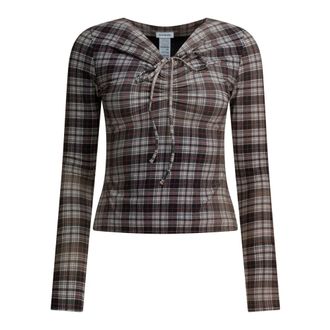 Acne Studios Overhemden, Dames, Veelkleurig, S, Faded Check Long Sleeve Top