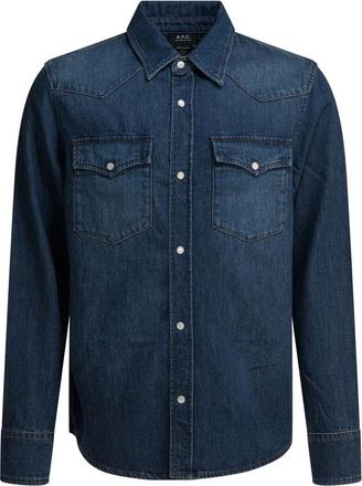 A.P.C. Western Shirt - Heren - Spijkeroverhemden - Blauw - XL - Katoen - Overhemden