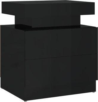 vidaXL Vidaxl - Mesita De Noche Madera De Ingenier&iacute;a Negro Brillo 45x35x52 Cm