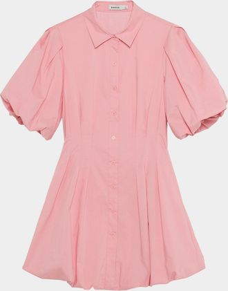 SIMKHAI Cleo Balloon Pintuck Mini Dress