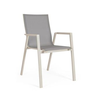 Konte Design Conjunto de 4 sillas de jard&iacute;n de textilene gris claro
