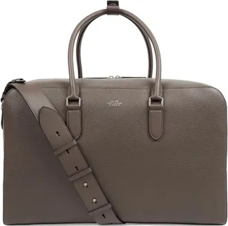 Smythson Borsa da viaggio in pelle con manico - Marrone