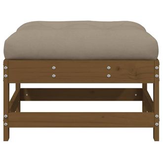 Berkfield Home Beautiful Garden Footstool with Cushion Honey Brown Solid Wood Pine