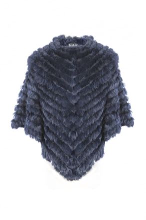 JayLey Womens Faux Fur Poncho In Navy