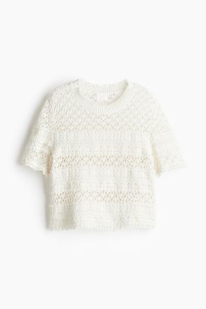 H&M Shirt im H&auml;kellook - Weiss