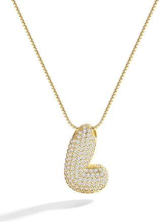 Mint & Lily Pave Bubble Initial Necklace in 18K Gold /Letter L at Nordstrom