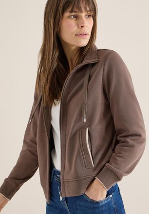 Cecil Sweatjacke CECIL, Damen, Gr. XL (44), urban taupe, Sweatware, Obermaterial: 55% Baumwolle, 45% Polyester, unifarben, bequem h&uuml;ftbedeckend, Rundhals, B