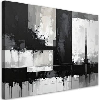 Feeby Cuadro En Lienzo, Abstracci&oacute;n Moderna En Blanco Y Negro, 120x80
