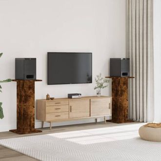 vidaXL Soportes Altavoces 2 Uds Madera Roble Ahumado 30x30x95 Cm Vidaxl