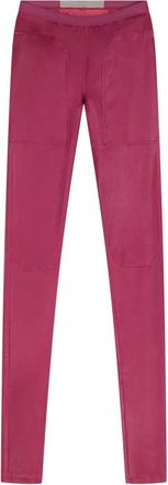 Rick Owens Stijlvolle leren leggings met zakken - Dames - Slim Fit Broeken - Roze - XS - Katoen - Broeken