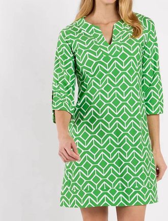 Jude Connally Megan Mini Dress In Sail Geo Grass Green