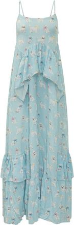Fiorucci Maxi-jurk met hondenprint - Dames - Maxi kleedjes - Blauw - S - Kleedjes