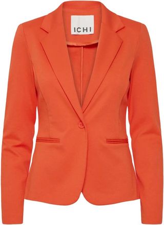Ichi Klassieke Blazer met V-hals en Kraag - Dames - Blazers - Oranje - L - Jassen