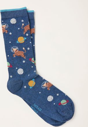 Fat Face FatFace Navy Space Cow Socks