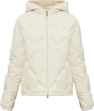 Moncler Arvouinne Down Jacket - Dames - Gewatteerde jassen - Beige - L - Leer - Jassen