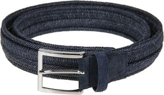 Orciani Rope Elast Stretch Linnen Riem 3.5 cm - Heren - Riemen - Blauw - 120 CM - Linnen - Accessoires
