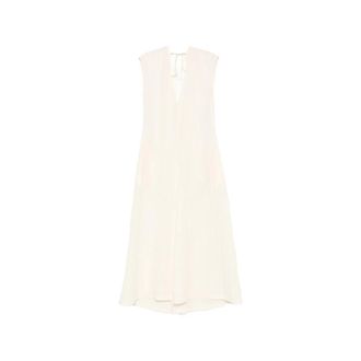 Covert V-Neck Maxi-jurk met Strik op de Rug - Dames - Maxi kleedjes - Wit - M - Kleedjes