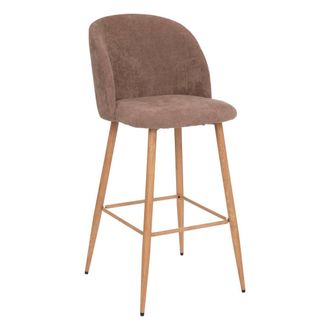 Atmosphera Silla De Bar Celeste - Pana - Patas De Metal Con Aspecto De Roble - Gris Topo - Atmosphera Cr&eacute;ateur DInt&eacute;rieur