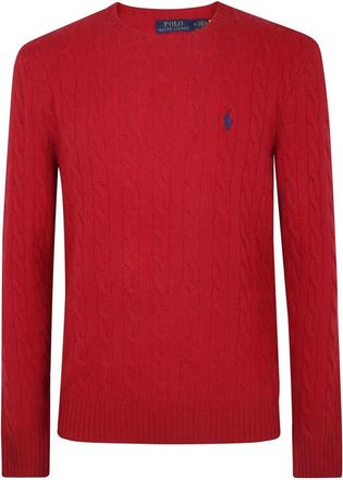 Polo Ralph Lauren Cable Knit Crewneck Sweater - Heren - Ronde hals truien - Rood - XL - Wol - Truien & Vesten